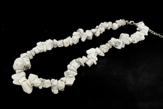 Groothandel 10 mm Enkele Lus Edelsteen-Chip Ketting – Witte Howliet