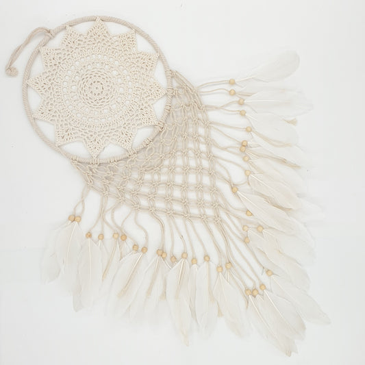 25cm Round Dreamcatchers Crocheted with Goose Feathers