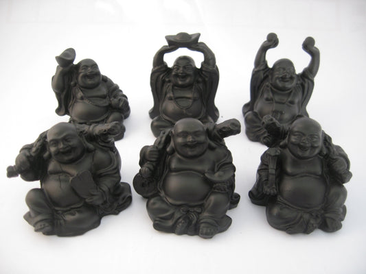 8cm Buddha Set Sitting - Black (6pcs)