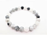 8mm Black Hair Quartz Gemstone Bracelet – Gift Box Included