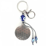 Blue Evil Eye Keychain Flower of Life Set of 6