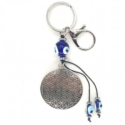 Blauwe Boze Oog Sleutelhanger Flower of Life Set van 6