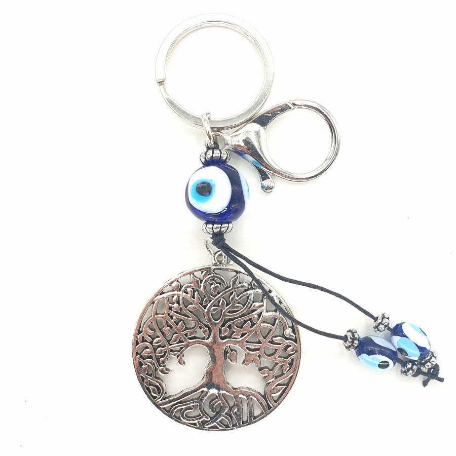 Blue Evil Eye Keychain Tree of Life Set of 6