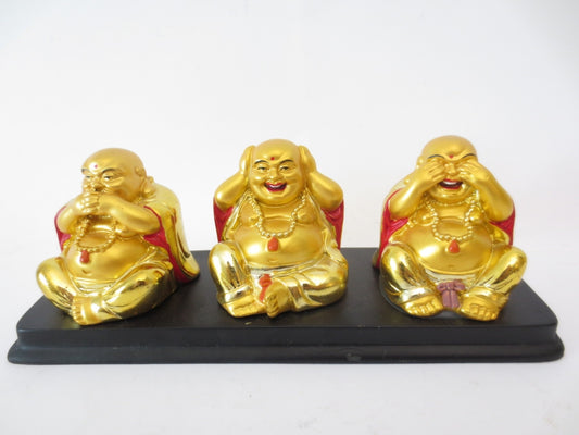 Wholesale - Happy Life Golden Buddha Set 3 - No Listen No Talk and Silence
