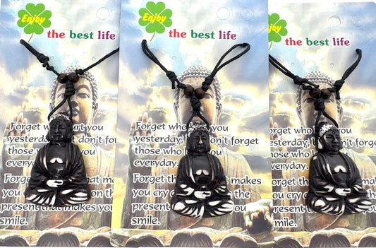 Brown Meditation Buddha Pendant Necklace