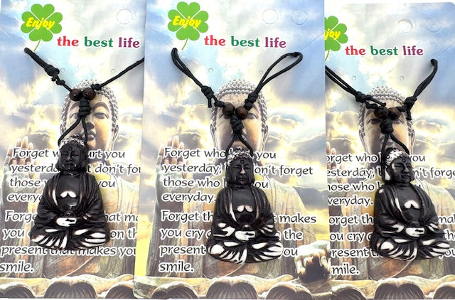 Brown Meditation Buddha Pendant Necklace