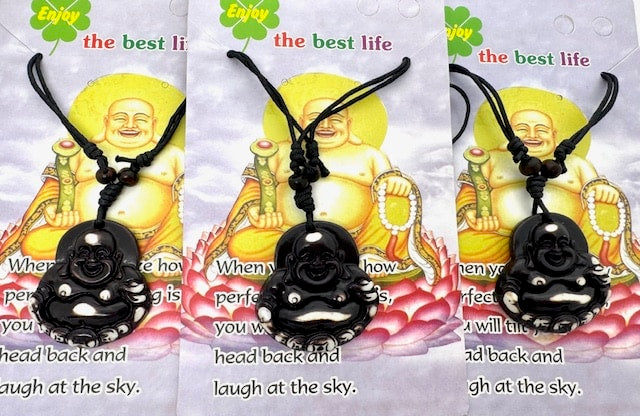 Brown Laughing Buddha Pendant Necklace
