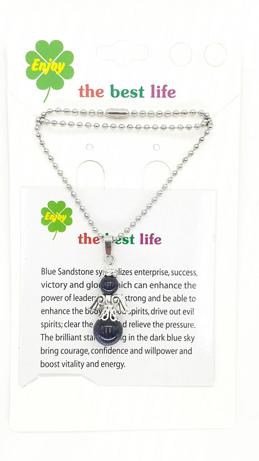 Wholesale - Angel necklace  Blue Goldstone