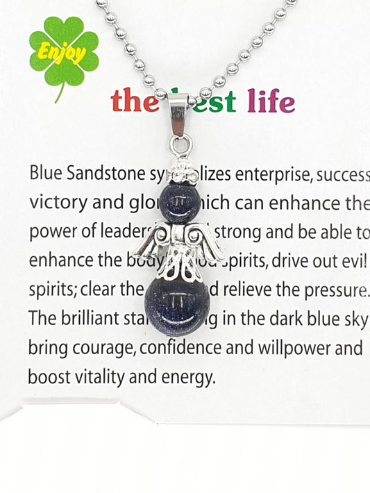 Wholesale - Angel necklace  Blue Goldstone