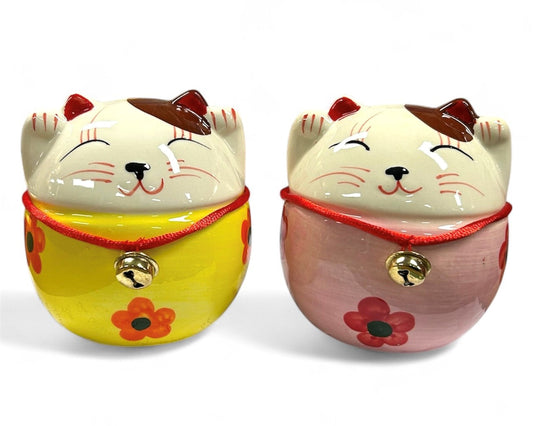 Wholesale Lucky Cat Piggy Bank - Set of 2 (Pink &amp; Yellow)