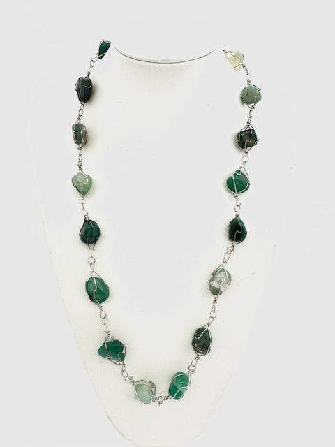 Gepolijste Edelsteen Ketting Draadgewikkeld - Jade