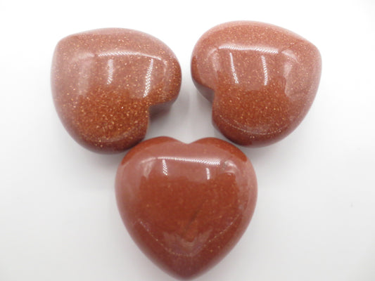Gemstone Heart with Gift Bag - Gold Sandstone (3pcs)