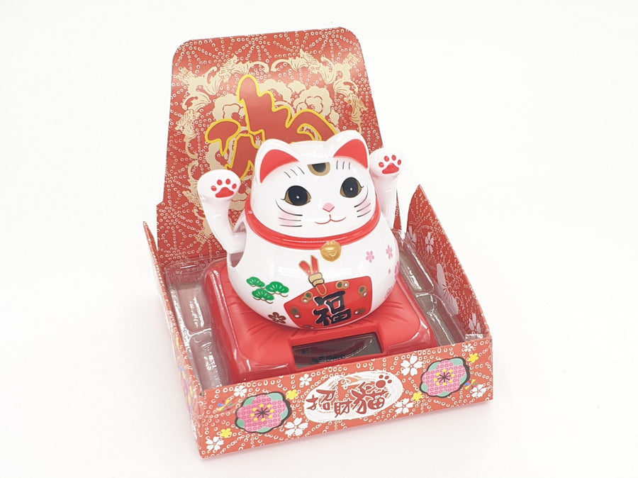 Wholesale - Lucky Cat Solar Light White with 2 moving arms
