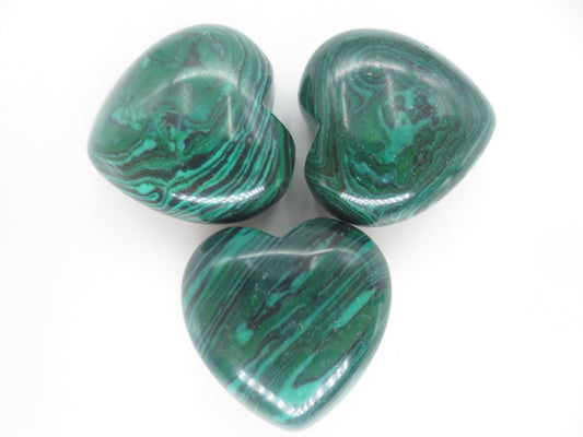Gemstone Heart with Gift Bag - Malachite (3pcs)
