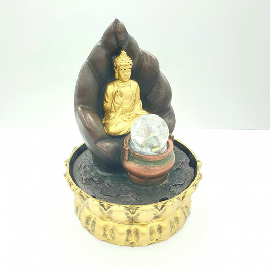 Meditation LED Lighting Buddha with Pot of Gold Fountain Small (16070)