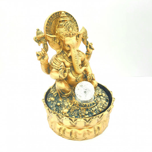 Meditation Led Lighting Ganesha Gold Fountain Small (16055)