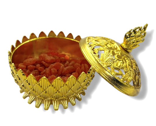 Grote Gouden Messing Tibetaanse Lotus - Wierookbrander (korrel)