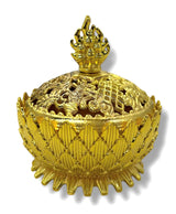 Wholesale - Tibetan Lotus Incense (grain) Burner Brass Large Gold