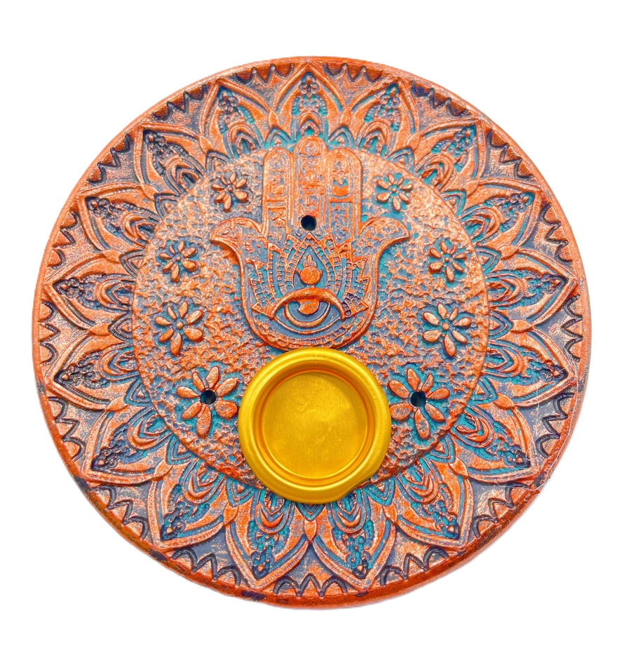 Bronse Hamsa Hand Wierookhouder voor Stokjes &amp; Kegels