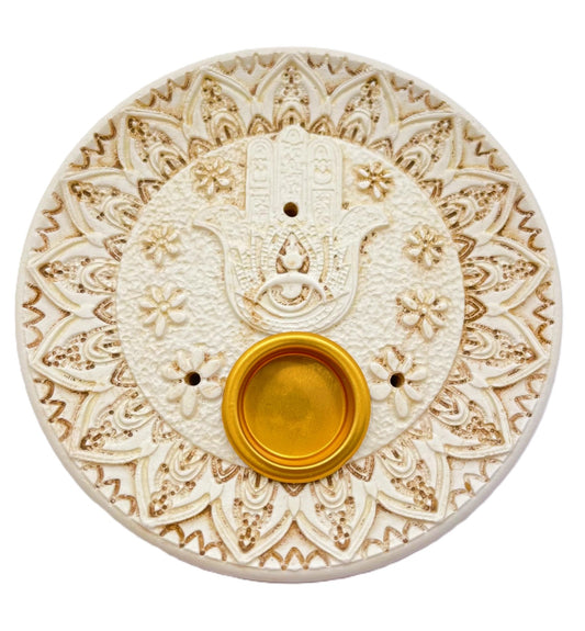 Witte Hamsa Hand Wierookhouder voor Stokjes &amp; Kegels