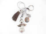 Dark Brown "HAPPY" Angel Keychain with Tassel