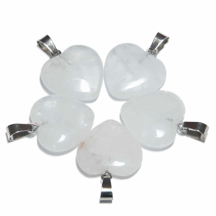 Heart Pendant Wholesale - Rock Crystal (5pcs)