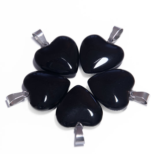 Heart Pendant Wholesale - Onyx (5pcs)