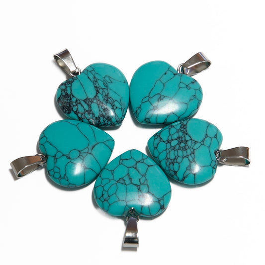 Heart Pendant Wholesale - Turquoise (5pcs)