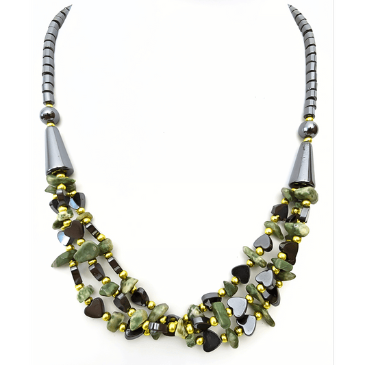 Hematiet hart ketting howlite white