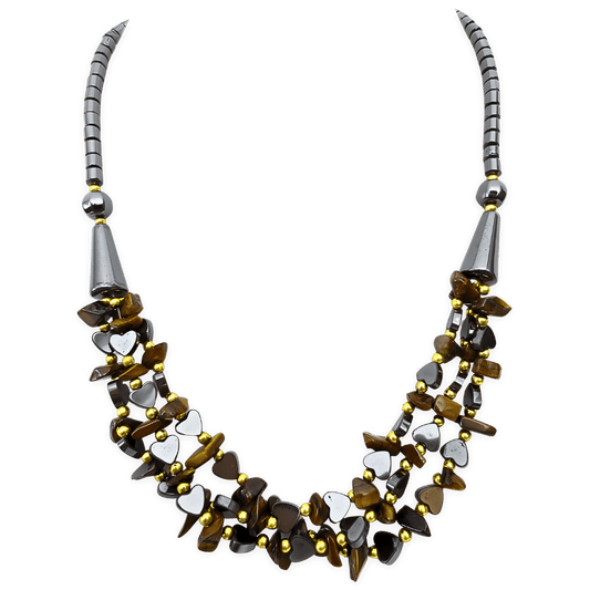 Hematiet hart ketting onyx