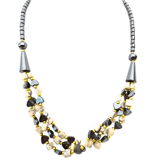 Hematiet hart ketting rozenquarts