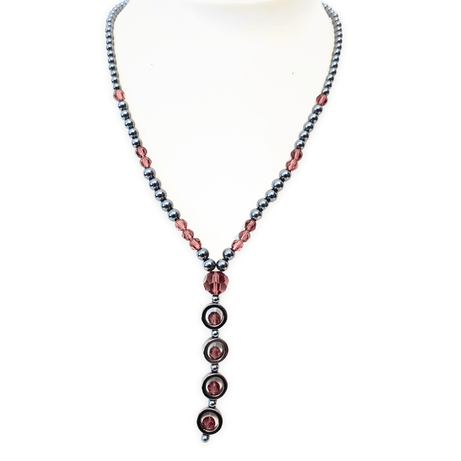 Hematiet kristal ketting lang bordeaux