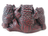 Hear, see, silence owl red