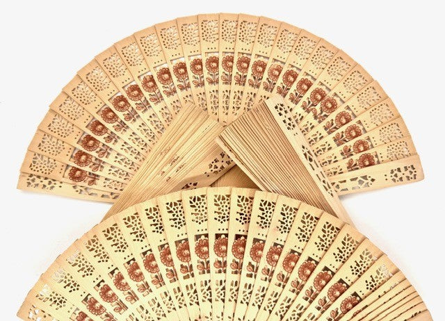 Wooden Flower Hand Fan ( 10 pieces)