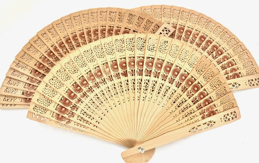 Wooden Flower Hand Fan ( 10 pieces)