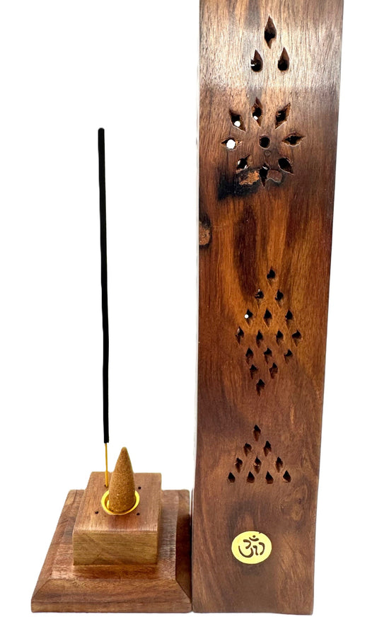 Wooden Incense Tower Luxury - OM (2 pieces)