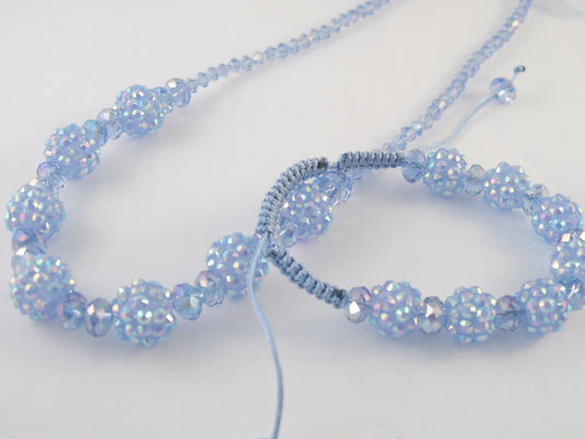 Imitatie Shamballa armband &amp; ketting set blauw
