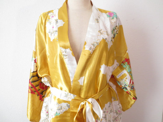 Japanese kimono long yellow
