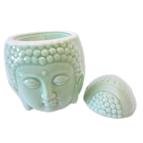 Keramische Boeddha-hoofd oliebrander jadegroen