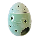 Keramische Boeddha-hoofd oliebrander jadegroen