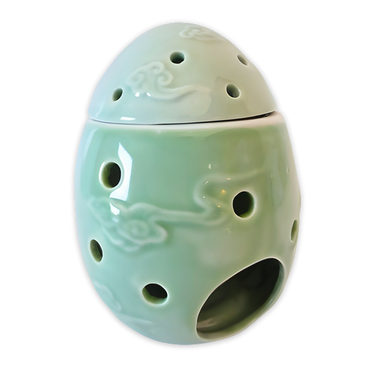 Ceramic Buddha Head Oil Burner Jade Green