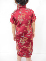 Girls Dress dragon phoenix dark red