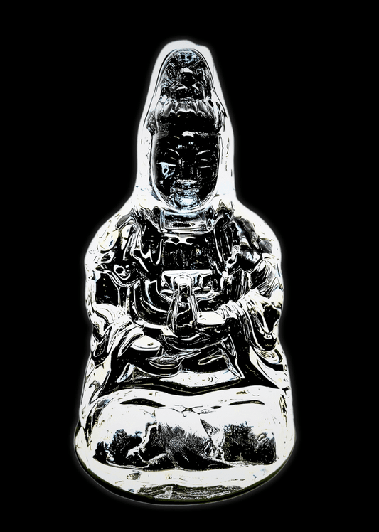 Kleine zittende Kwan Yin van kristalglas – 9 cm