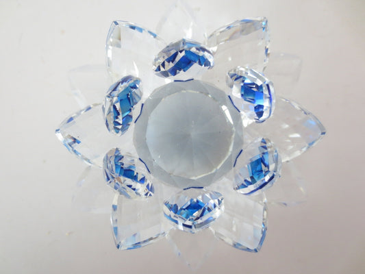 Crystal Lotus Flower Ornament Blue 10 cm (small)