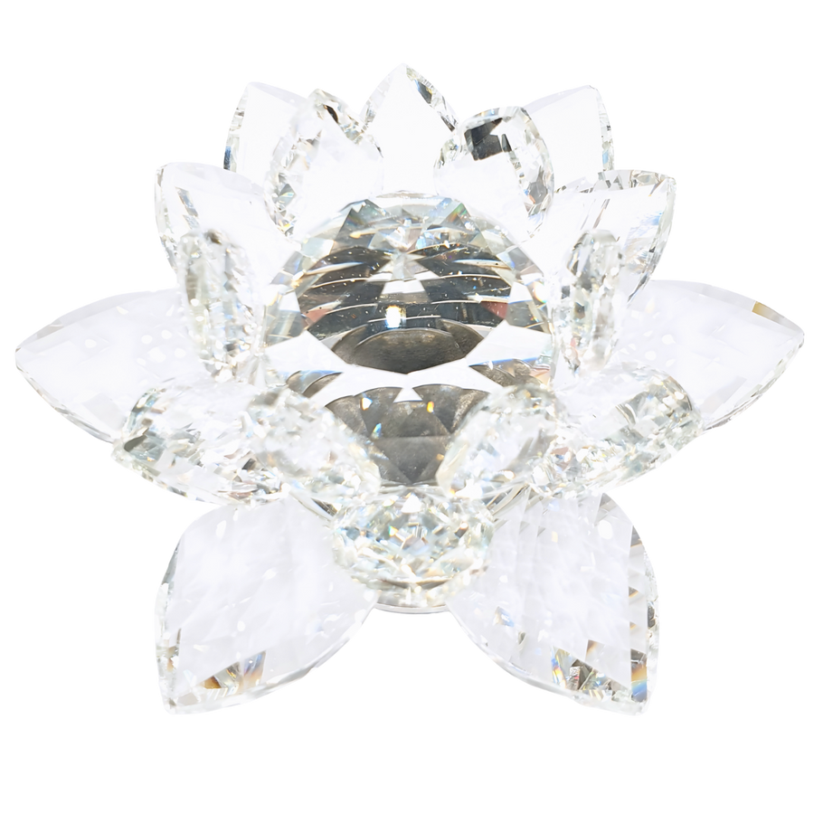Crystal Lotus Flower Ornament on Stand (Extra Large)