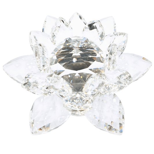 Crystal Lotus Flower Ornament on Stand (Medium)
