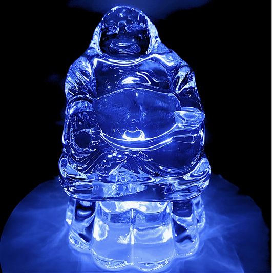 Crystal Glass Chinese Happy Buddha on Lotus – 8 cm