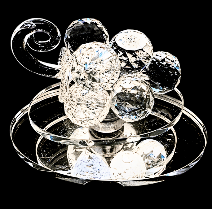 Crystal Glass Grapes on Turning Scale – Medium