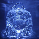 Crystal Glass Happy Buddha with Yuni Gold Ingot - 8.5 cm