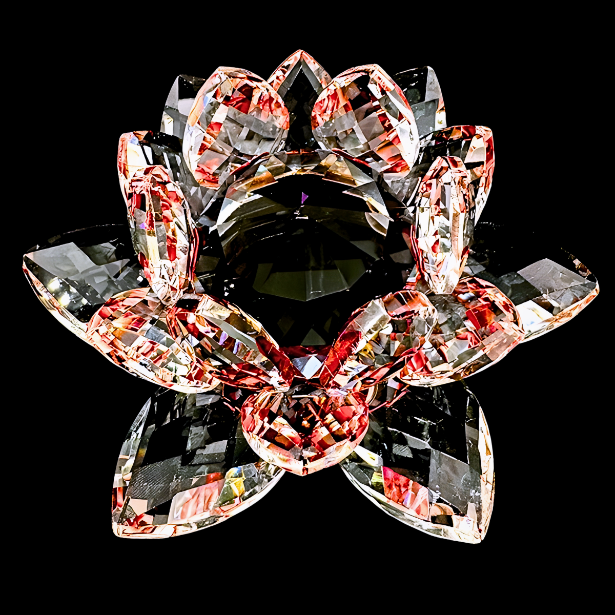 Kristallen lotus rood 14 cm (groot)